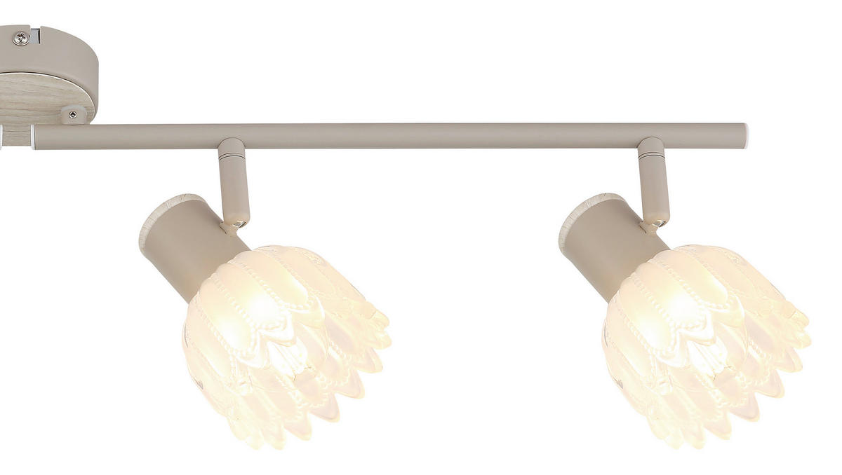 GLOBO Strahler sand Glas Metall B/H/L: ca. 11x37x17,5 cm E14 4 Brennstellen Strahler-Planta - sand (17,50/11,00/37,00cm) - GLOBO