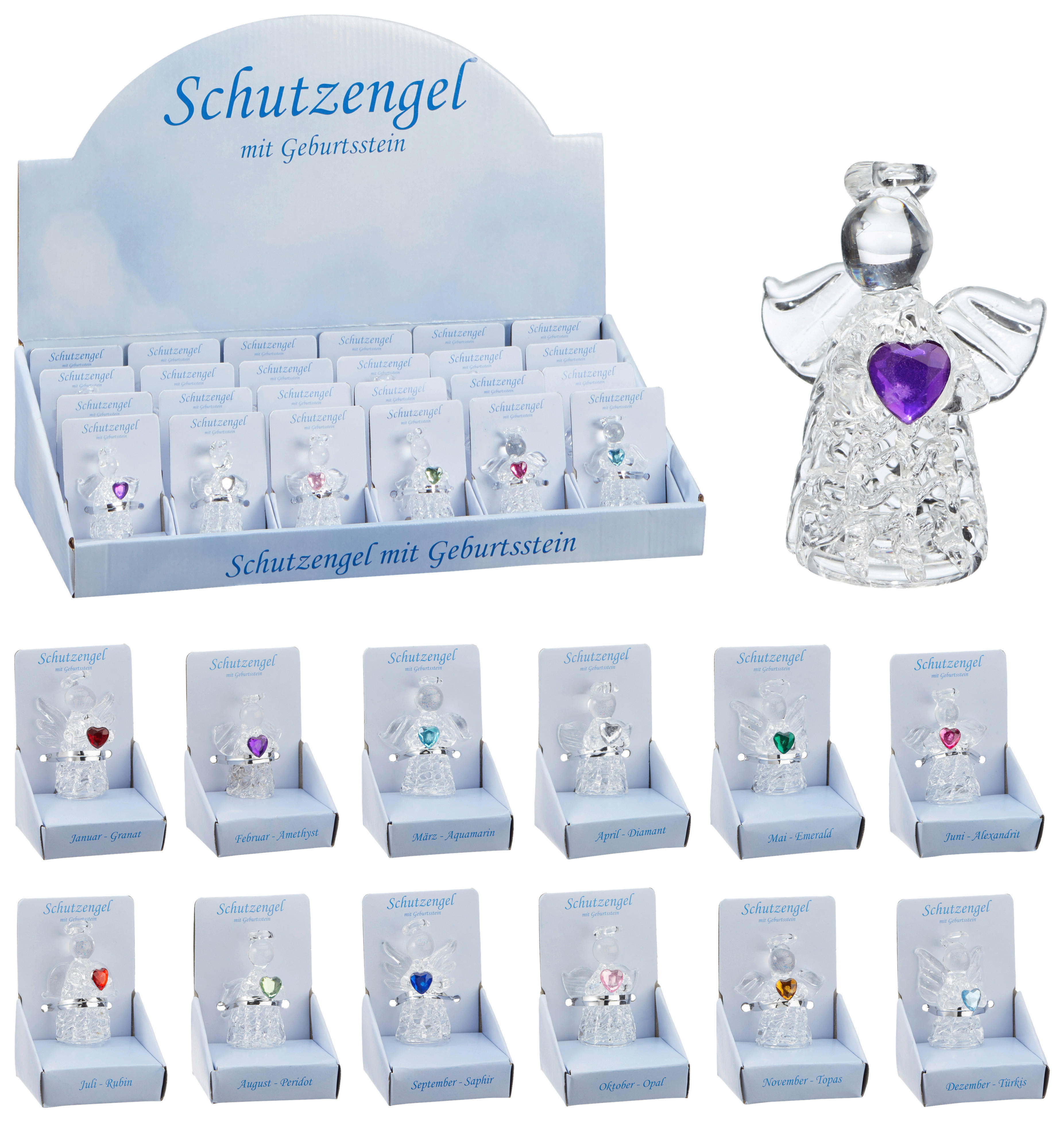 Deko-Engel Schutzengel_Geburtsstein - sortiert (2,00/3,00/4,50cm)