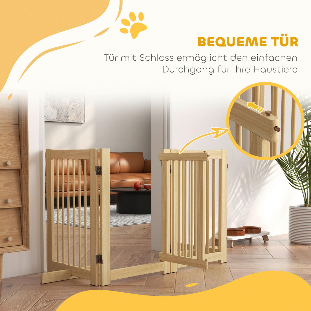 PawHut Schutzgitter natur Kiefer B/H/L: ca. 36x75x204 cm Schutzgitter - natur (204,00/36,00/75,00cm) - PawHut