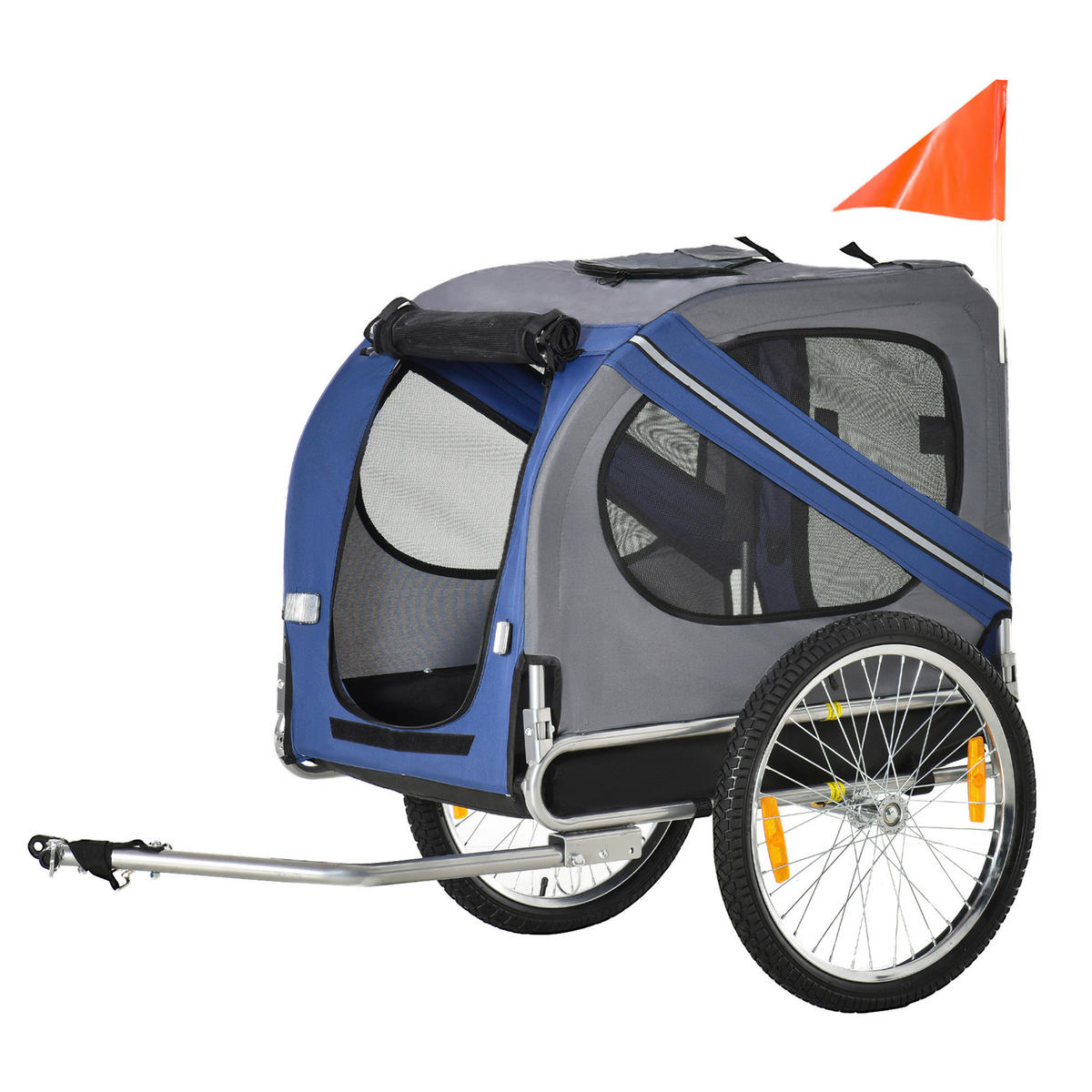 PawHut Fahrradanhänger grau grau B/H/L: ca. 73x130x90 cm Fahrradanhänger - blau/grau (90,00/73,00/130,00cm) - PawHut