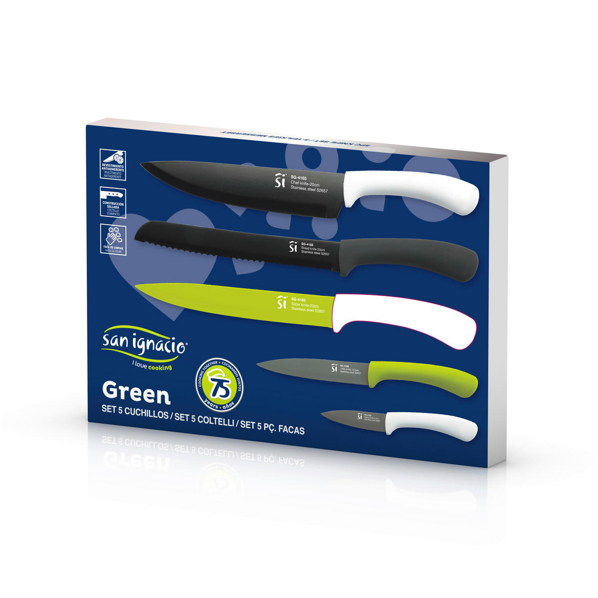 SAN IGNACIO Messerset Green multicolor Edelstahl 5 tlg. Green - multicolor - SAN IGNACIO