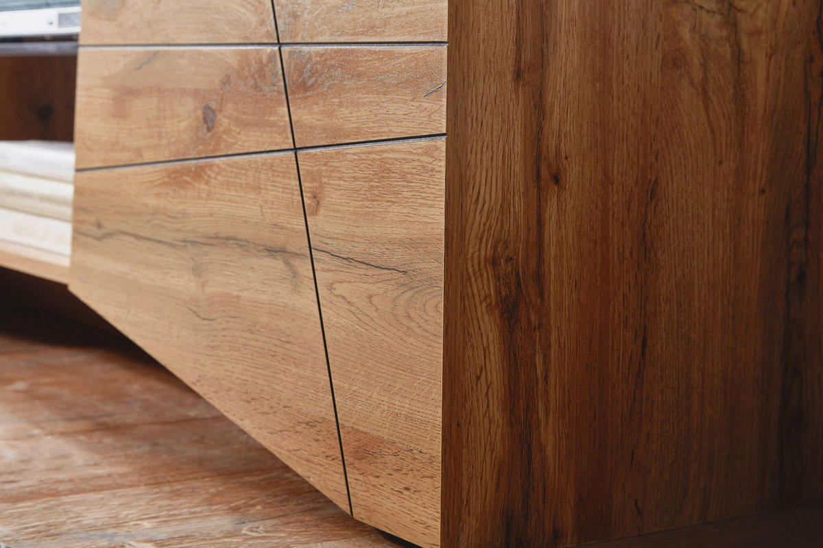 Lowboard Eiche Nachbildung glasklar B/H/T: ca. 160x50x40 cm Lowboard - Eiche/glasklar (160,00/50,00/40,00cm) - Wohnling
