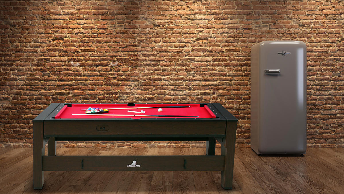Cougar Pool- und Airhockeytisch Reverso B/H/L: ca. 107x81x216 cm Reverso - rot/schwarz (216,00/107,00/81,00cm) - Cougar