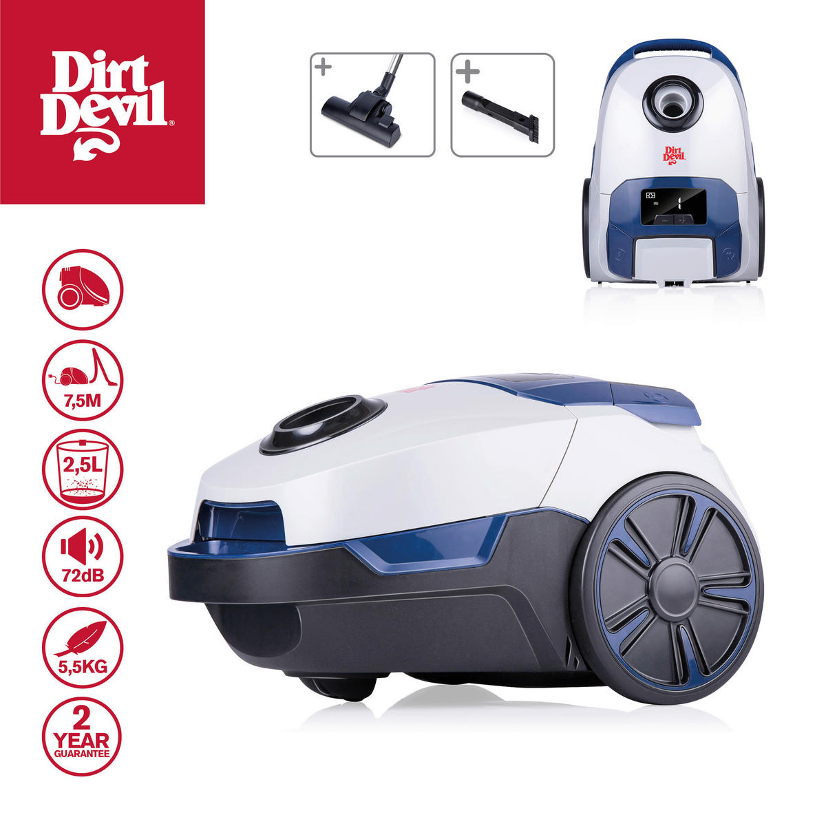 Dirt Devil Bodenstaubsauger DD2002 Bodenstaubsauger_Dirt_Devil_DD2002 - (2,50l) - Dirt Devil