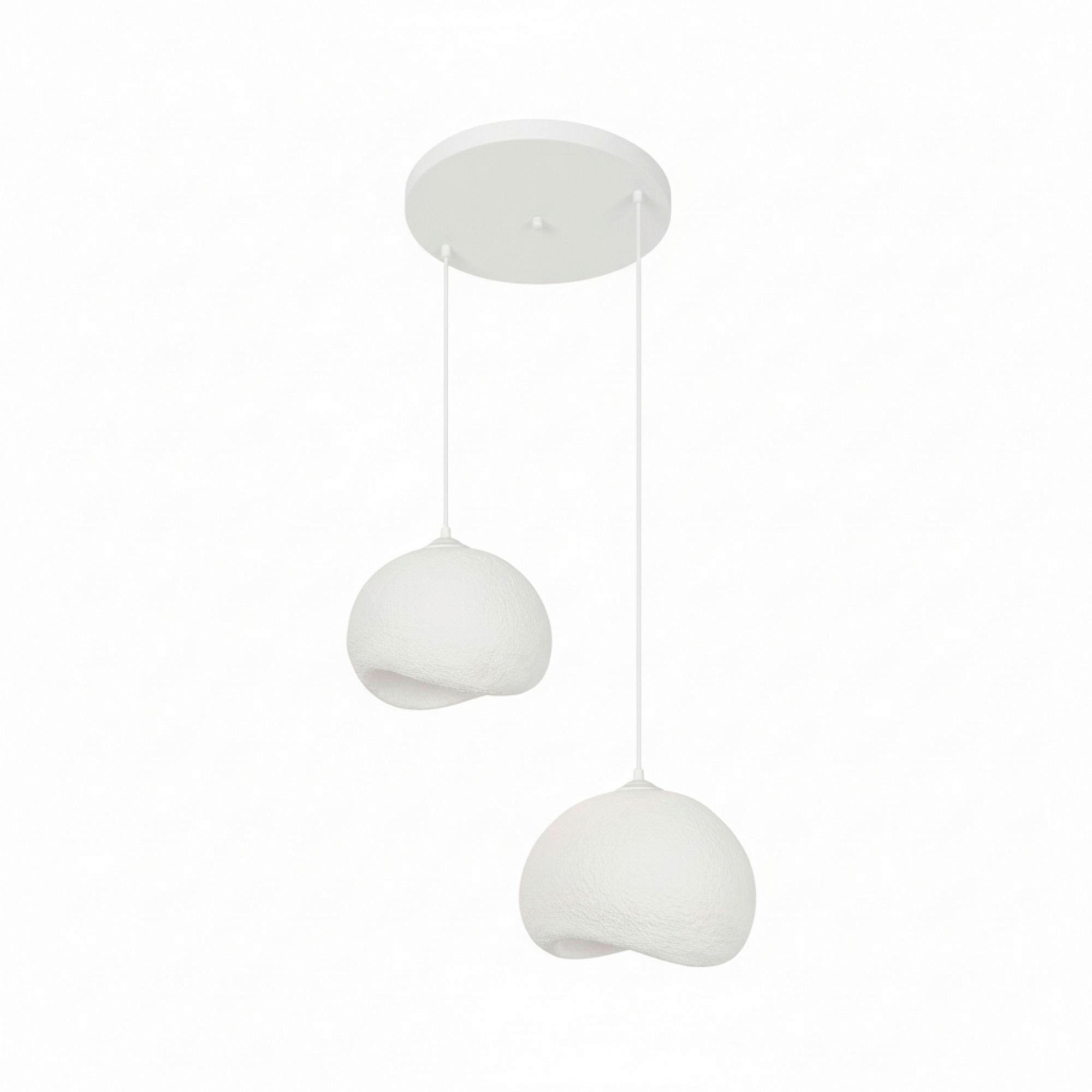 Opviq Pendelleuchte weiß Metall Polyester-Mischgewebe B/H/L: ca. 29x120x34 cm E27 2 Brennstellen Yontu - 15852 - A - weiß (34,00/29,00/120,00cm) - Opviq