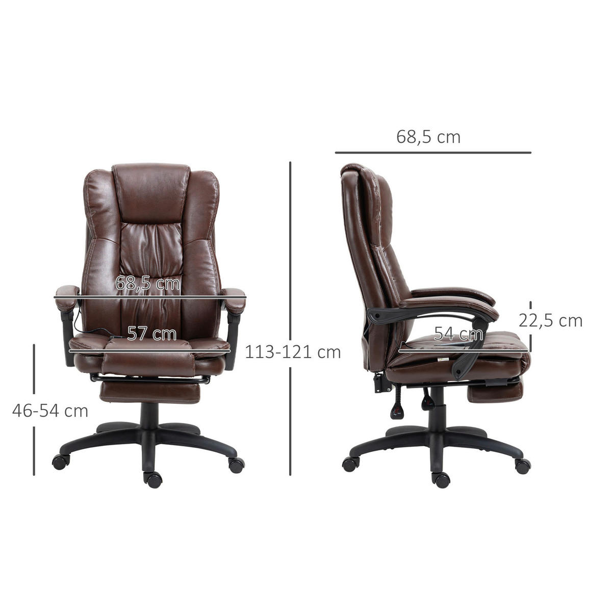 Drehstuhl 921-539V90BN braun 921-539V90BN - braun (68,50/113,00/68,50cm) - Vinsetto