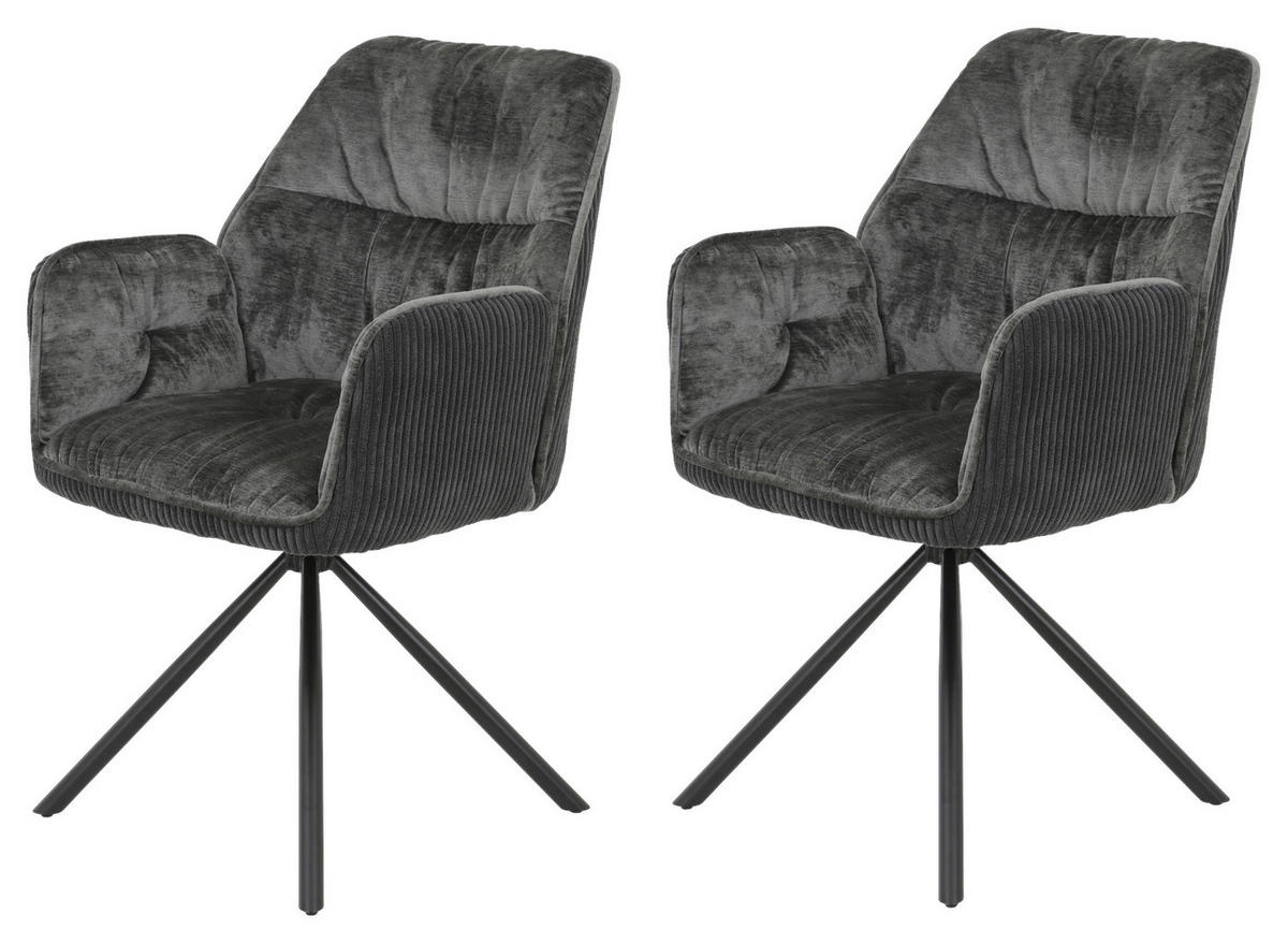 Sessel Amira, 2er-Set anthrazit B/H/T: ca. 56x89x61 cm Amira, 2er-Set - anthrazit (56,00/89,00/61,00cm) - Hela