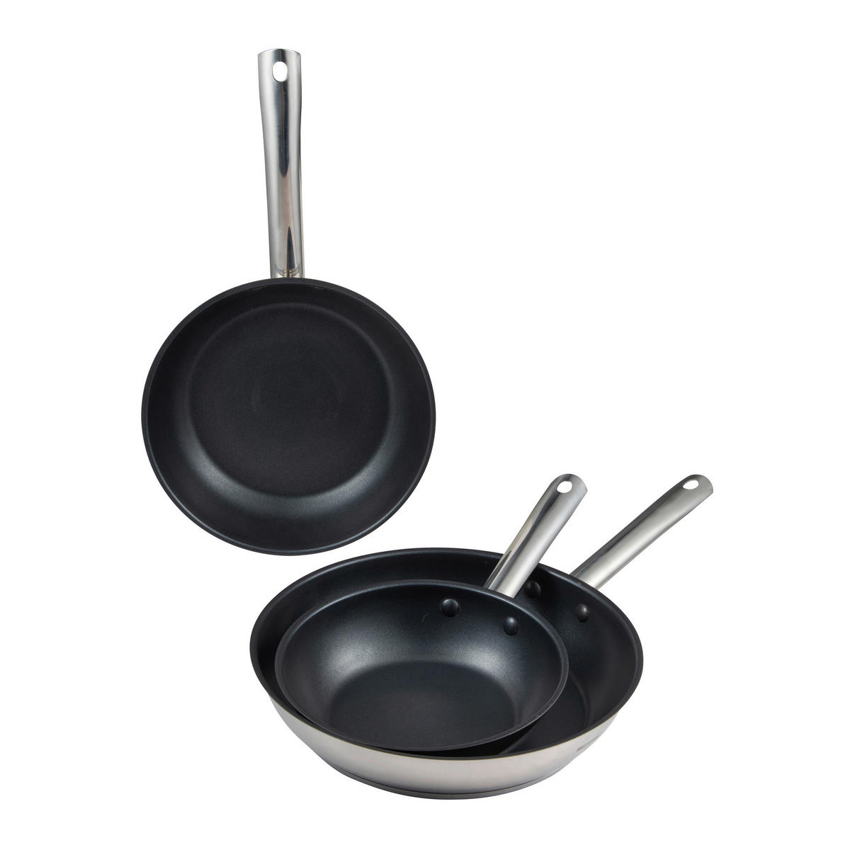 BERGNER Frypan-Set GOURMET silber Edelstahl B/H/L: ca. 26,5x16,3x48 cm GOURMET - schwarz/silber (48,00/26,50/16,30cm) - BERGNER