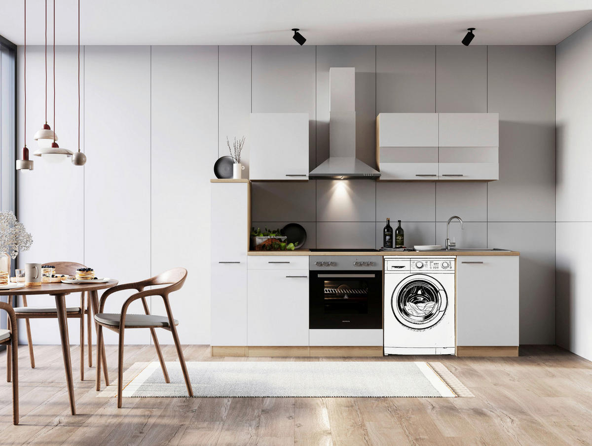 Respekta Küchenblock Merle weiß B/H/T: ca. 250x200x60 cm Merle - Eiche/weiß (250,00/200,00/60,00cm) - Respekta