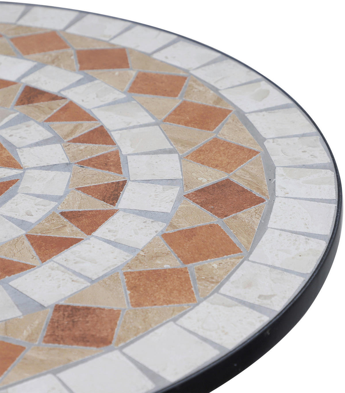 Outsunny Mosaiktisch orange Stahl H/D: ca. 71x60 cm Runder_Mosaiktisch - orange/weiß (60,00/71,00cm) - Outsunny