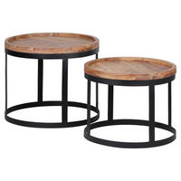 Beistelltisch 2er-Set. natur schwarz Akazie Metall 2er-Set. - natur/schwarz - Wohnling