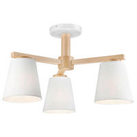 Lamkur Deckenleuchte ELLIE 37769 weiß Holz Stahl Stoff H/L: ca. 32x45 cm E27 3 Brennstellen Ellie - weiß (45,00cm) - Lamkur