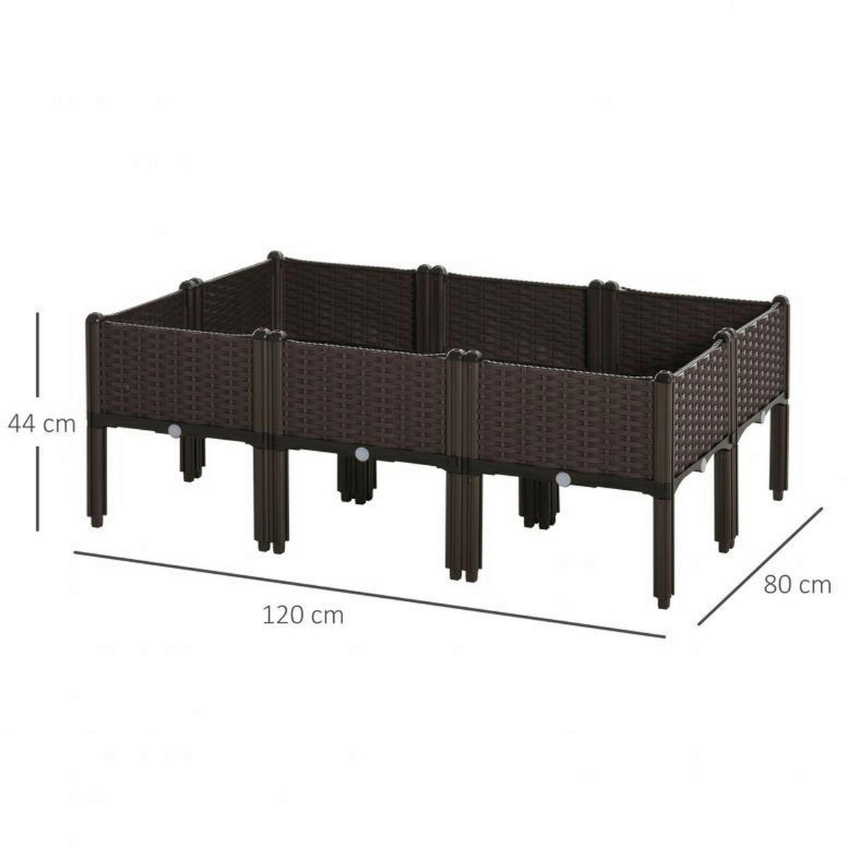 Outsunny Hochbeet braun H/T/L: ca. 44x80x120 cm Hochbeet 845-439V02 - braun (120,00cm) - Outsunny