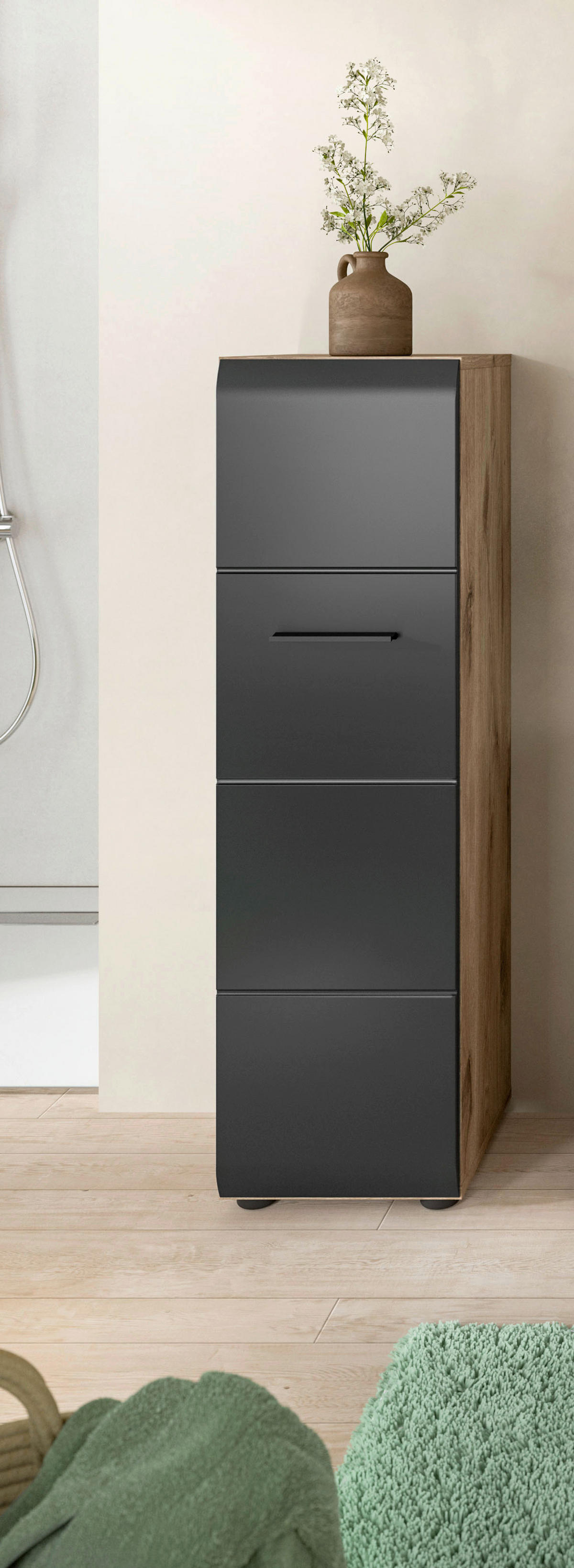 Stauraumelement Ice Nox Oak Nachbildung schwarz matt B/H/T: ca. 30x106x30 cm Ice - schwarz (30,00/106,00/30,00cm) - xonox.home