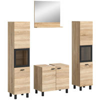 Badezimmer-Set BOSTON Eiche Sonoma Nachbildung schwarz B/H/T: ca. 137x186x33 cm BOSTON - Eiche/schwarz (137,00/186,00/33,00cm) - xonox.home