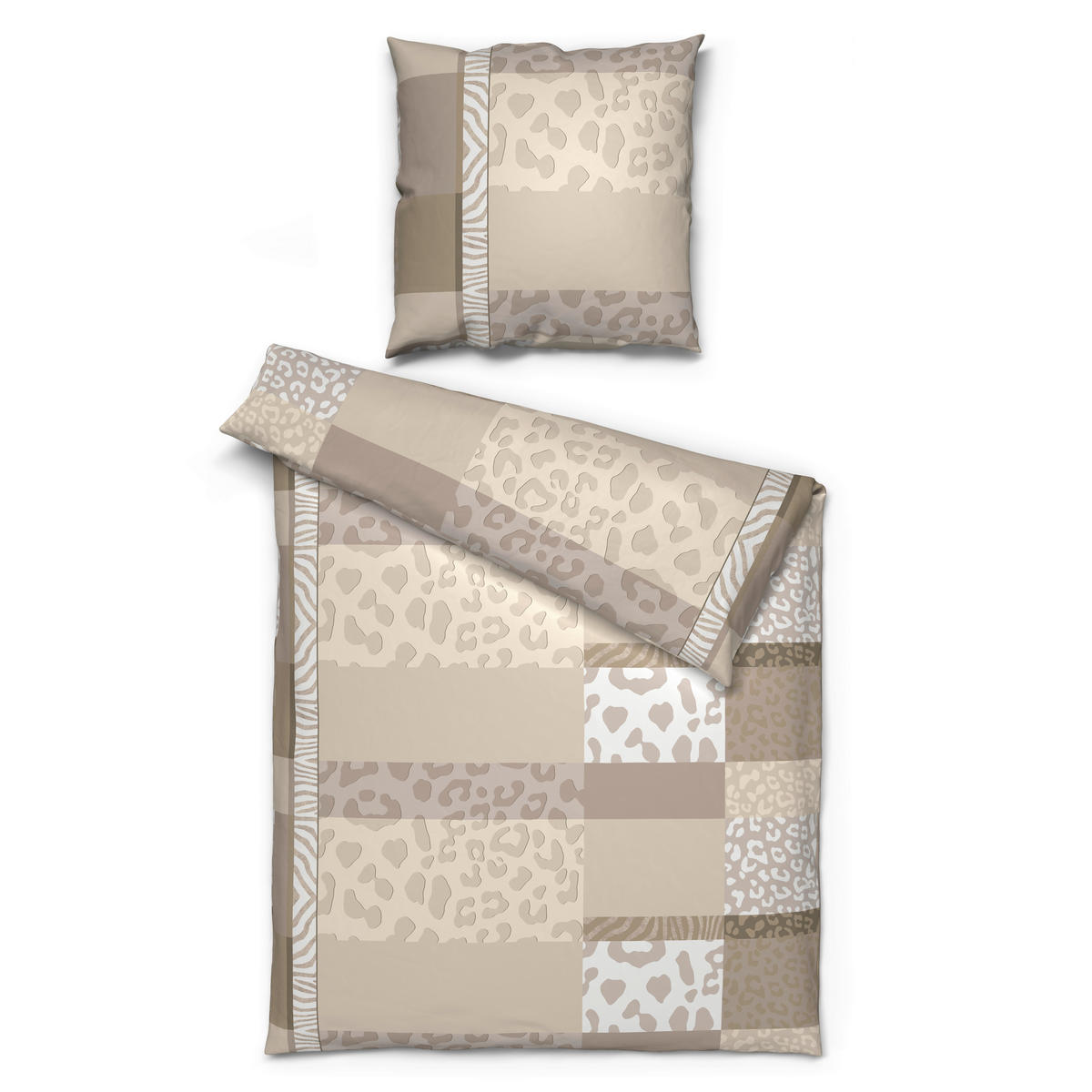 Baumwoll Bettwäsche Cotton touch Bettwäsche_Cotton-Touch Leo - beige/braun (135,00/200,00cm) - Sensation