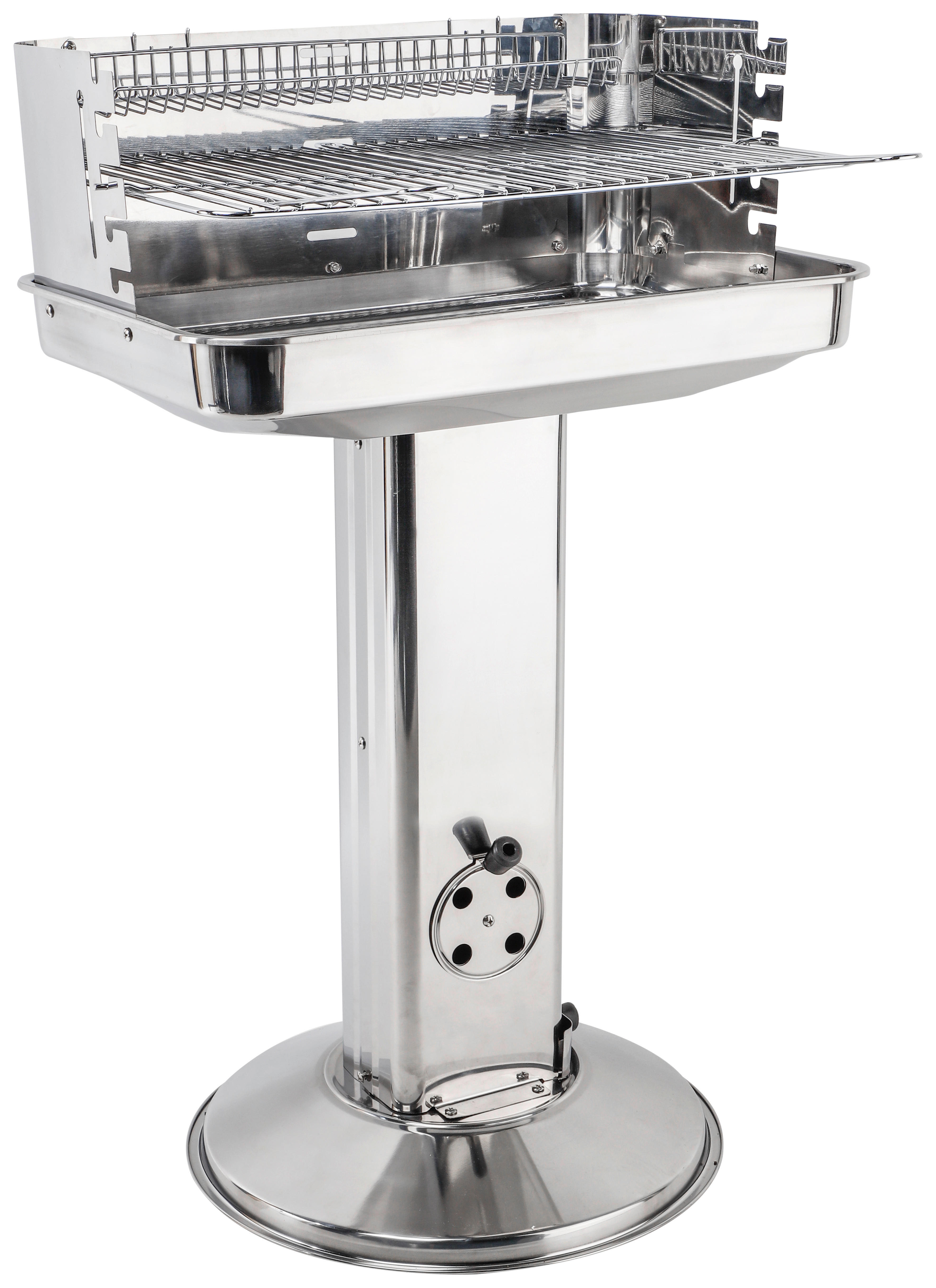 Grill Edelstahl B/H/L: ca. 38x88x58 cm Säulengrill - silber (58,00/38,00/88,00cm)