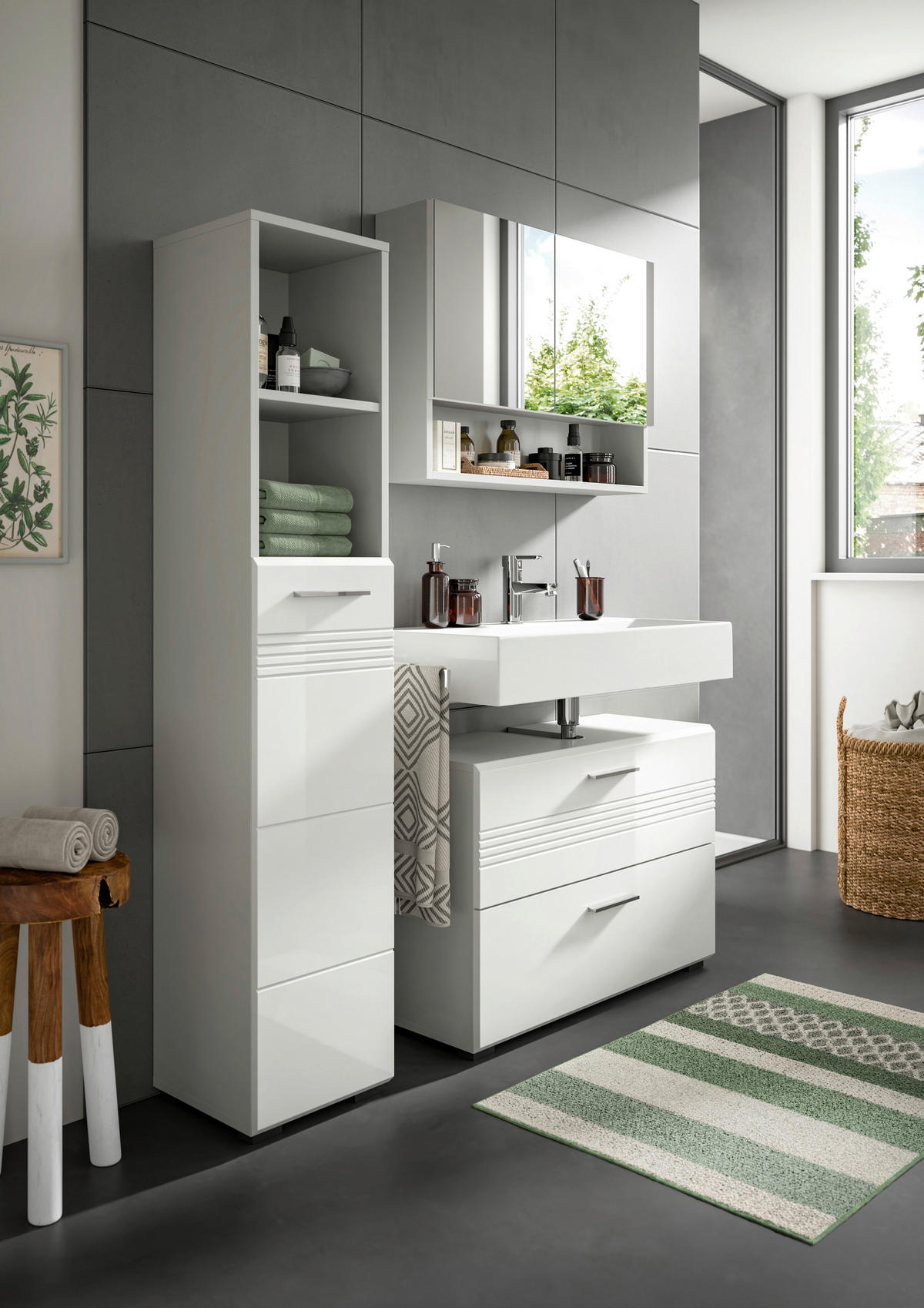 Spiegelschrank Copa hellgrau B/H/T: ca. 74x55x17 cm Copa - hellgrau (74,00/55,00/17,00cm) - xonox.home