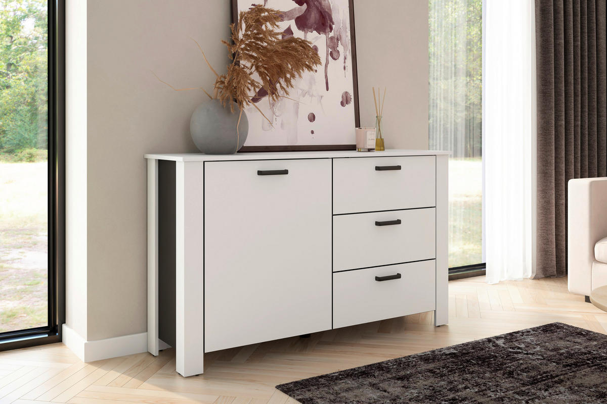 Sideboard FARO weiß schwarz B/H/T: ca. 140x84x40 cm FARO - weiß/schwarz (140,00/84,00/40,00cm) - byLIVING