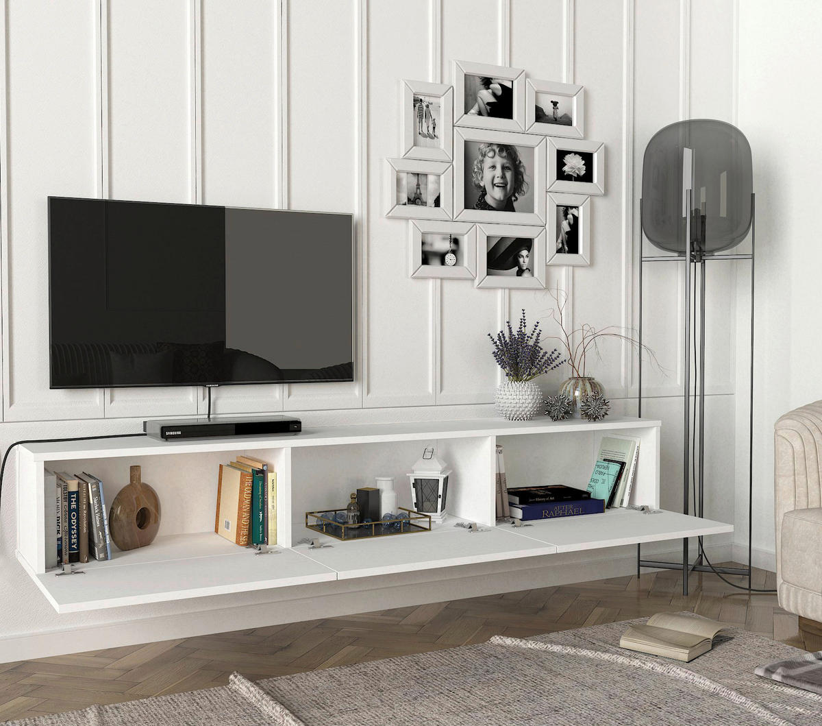 TV-Lowboard Damla weiß B/H/T: ca. 180x29,5x29,5 cm Damla - weiß (180,00/29,50/29,50cm) - moebel17