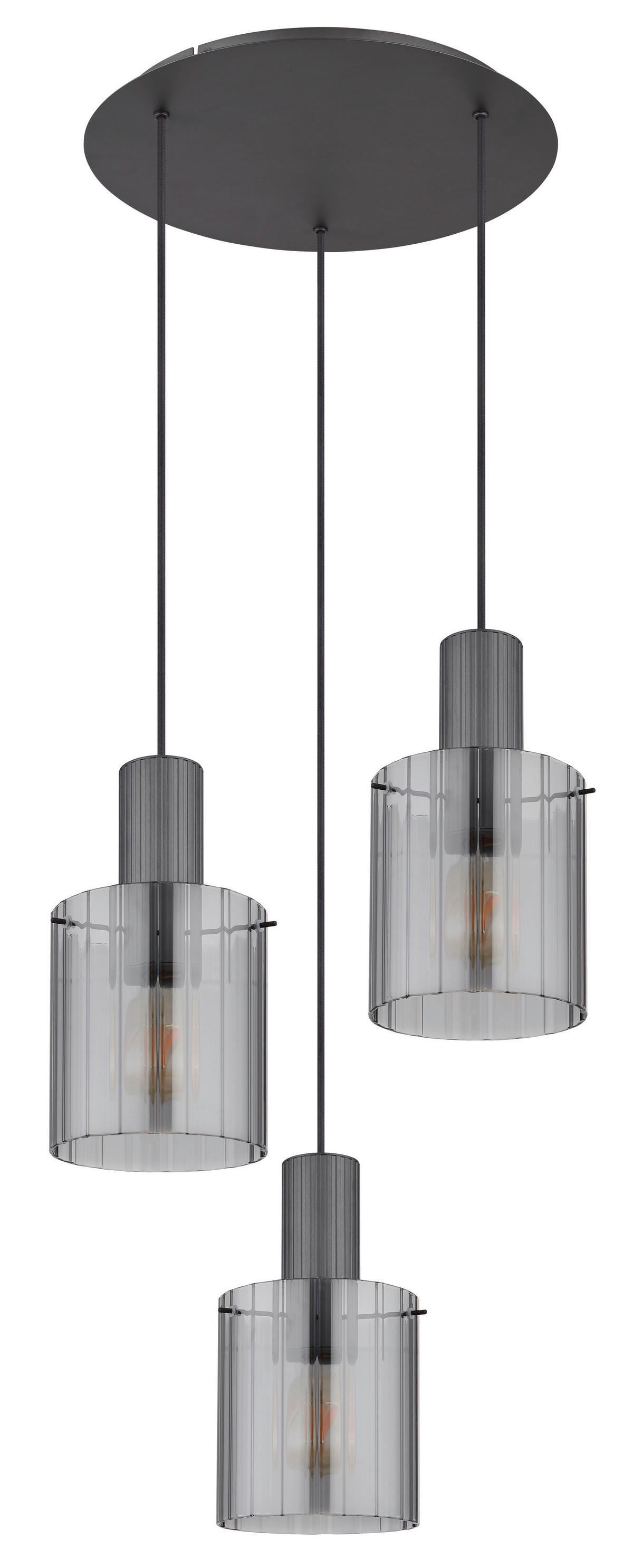 GLOBO Pendelleuchte dunkelgrau Rauch Glas Metall H/D: ca. 150x48 cm E27 3 Brennstellen TULIVAR - dunkelgrau/Rauch (48,00/150,00cm) - GLOBO