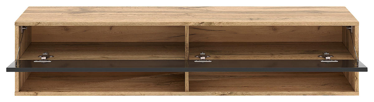 TV-Lowboard TV LOWBOARD DERBY 140 Eiche Wotan Nachbildung schwarz glänzend B/H/T: ca. 140x32,5x31,5 cm TV LOWBOARD DERBY 140 - Eiche/schwarz (140,00/32,50/31,50cm) - WIPMEB