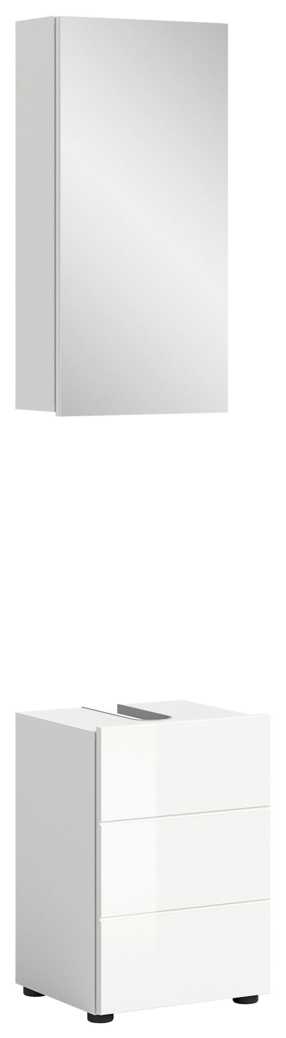 Badezimmer-Set VIRA weiß weiß Hochglanz B/H/T: ca. 38x190x34 cm VIRA - weiß (38,00/190,00/34,00cm) - xonox.home