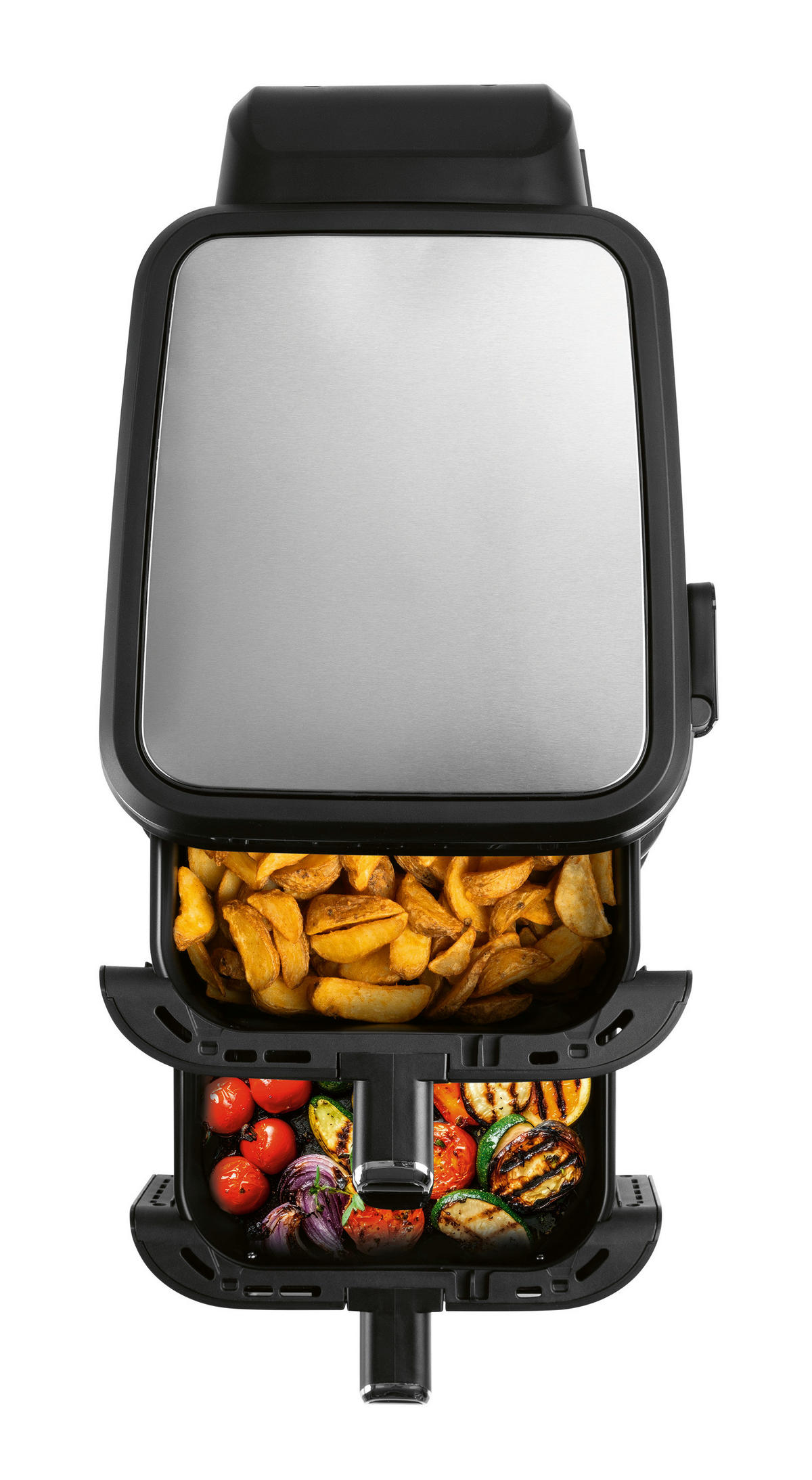 GOURMETmaxx Heißluftfritteuse schwarz Kunststoff B/H/L: ca. 28,6x35,5x44,3 cm ca. 5 l Doppel-Heißluftfritteuse 16509 - schwarz (44,30/28,60/35,50cm) - GOURMETmaxx