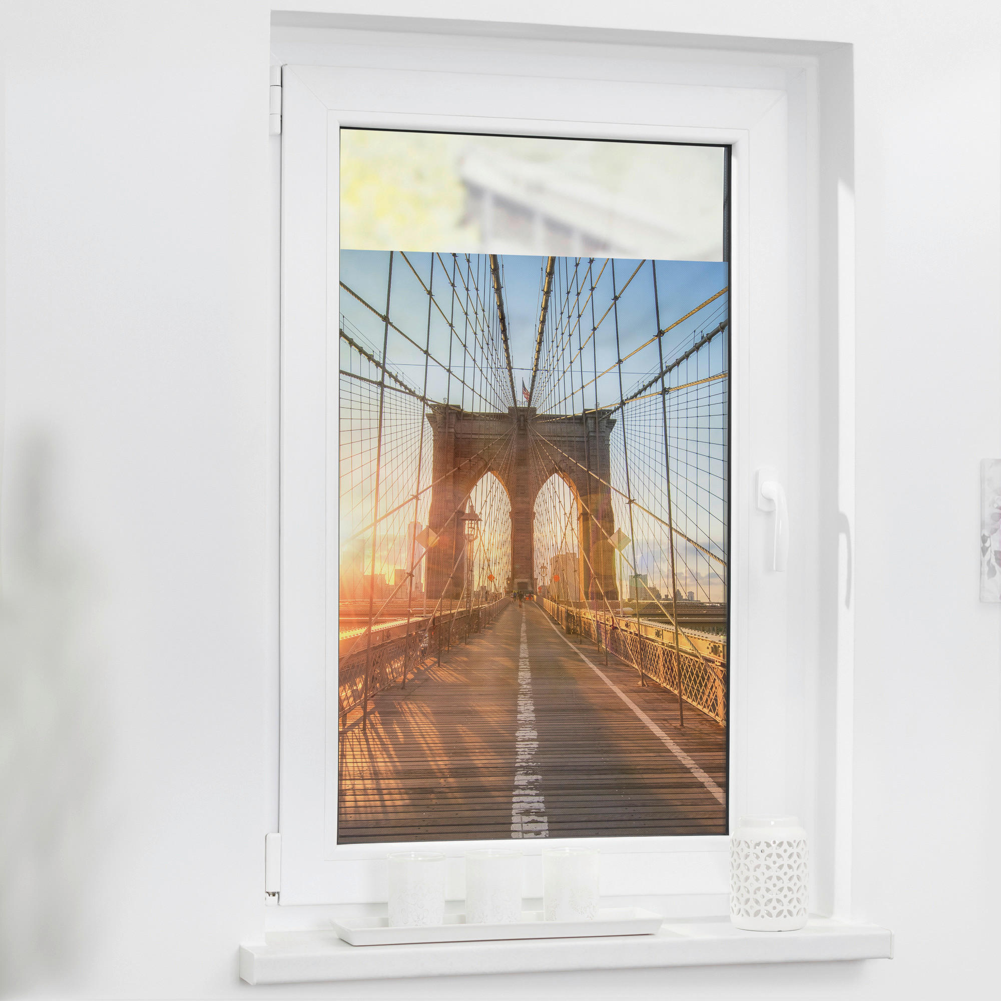 LICHTBLICK Fensterfolie Brooklyn Bridge Brooklyn Bridge Brooklyn Bridge orange B/L: ca. 50x100 cm Brooklyn Bridge - orange (50,00/100,00cm) - LICHTBLICK
