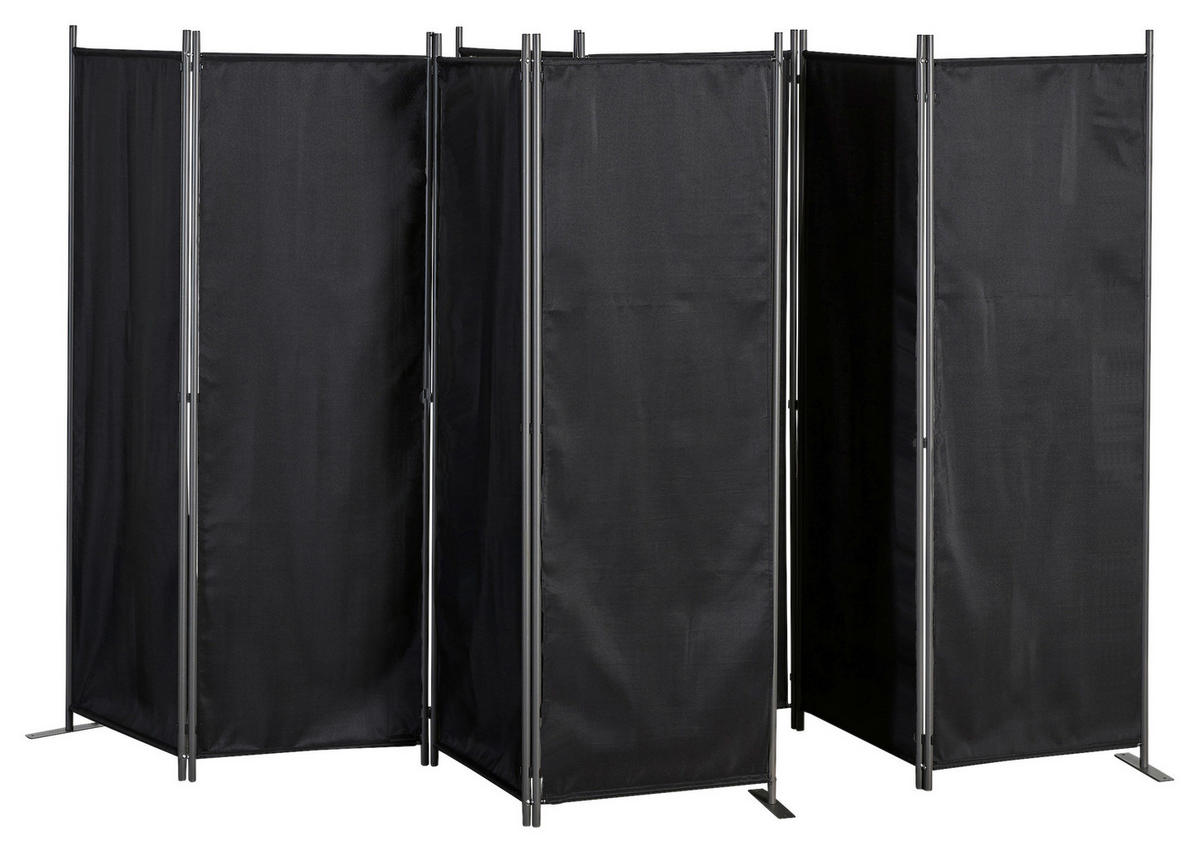 Grasekamp Paravent 4-teilig 2er Set schwarz Polyester B/H: ca. 225x170 cm 4-teilig 2er Set - schwarz (225,00/170,00cm) - Grasekamp