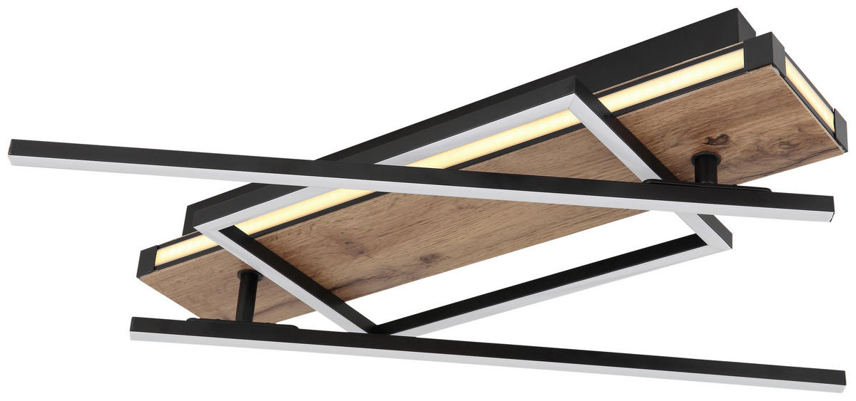 GLOBO LED-Deckenleuchte 67299D3 dunkelbraun mattschwarz Metall MDF Kunststoff B/H/T: ca. 88x12x120 cm COLLI - dunkelbraun/mattschwarz (88,00/12,00/120,00cm) - GLOBO