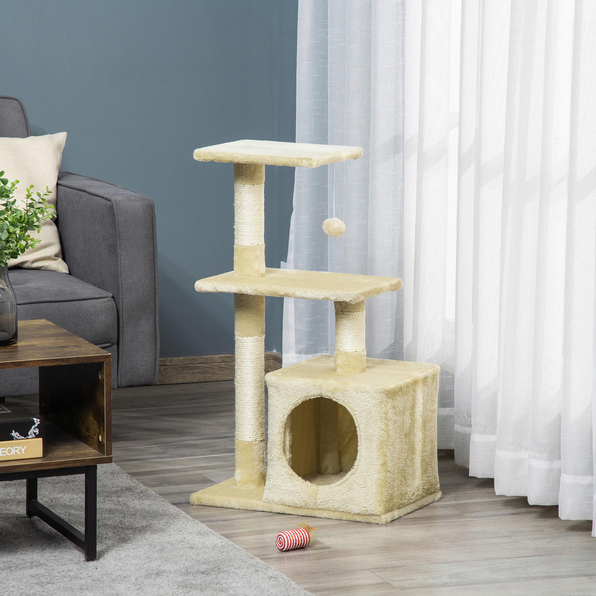PawHut Kratzbaum beige Sisal B/H/L: ca. 50x80x30 cm Kratzbaum - beige (30,00/50,00/80,00cm) - PawHut