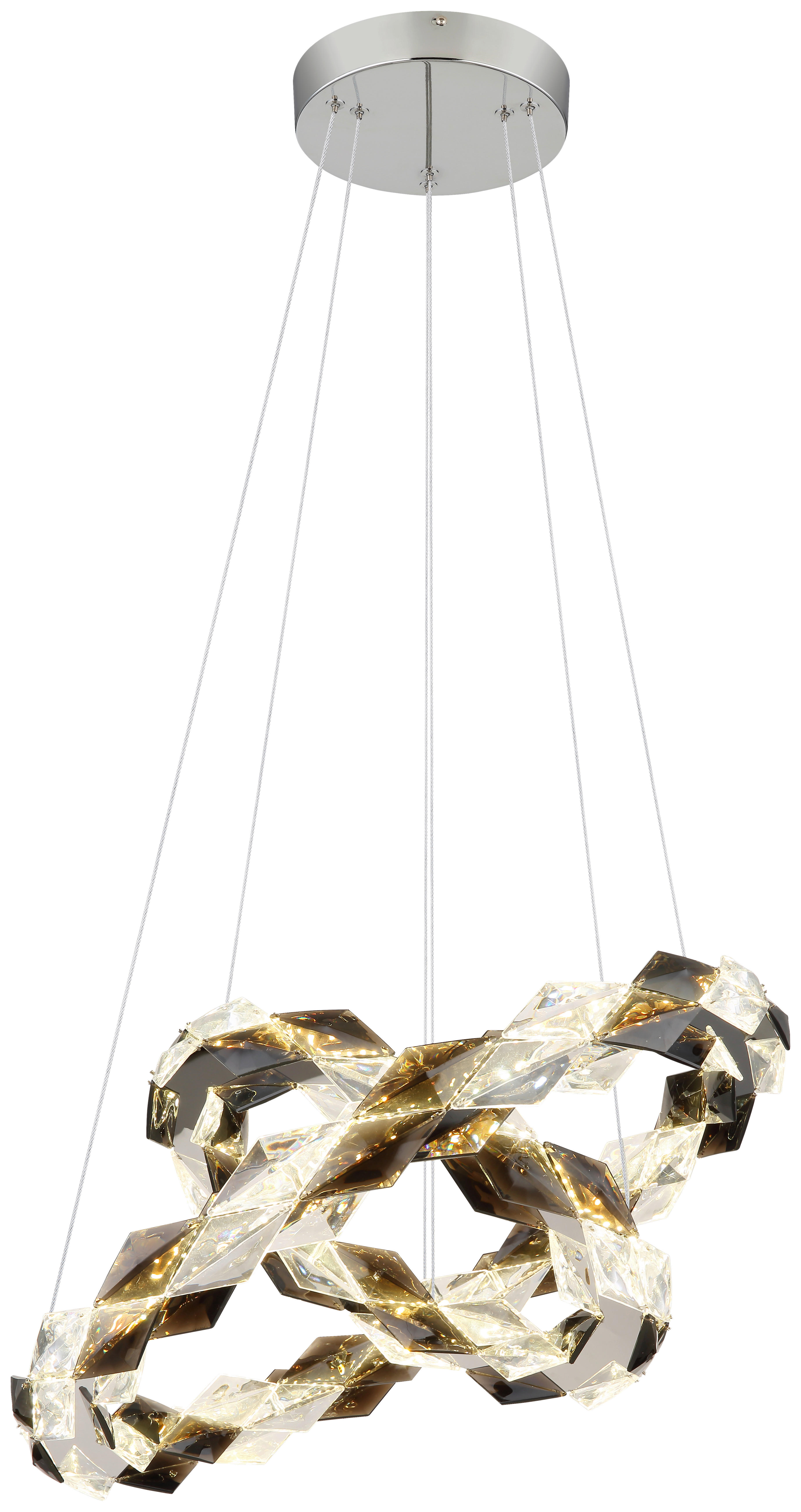 GLOBO LED-Pendelleuchte transparent Chrom Rauch Acryl Metall H/D: ca. 130x55 cm