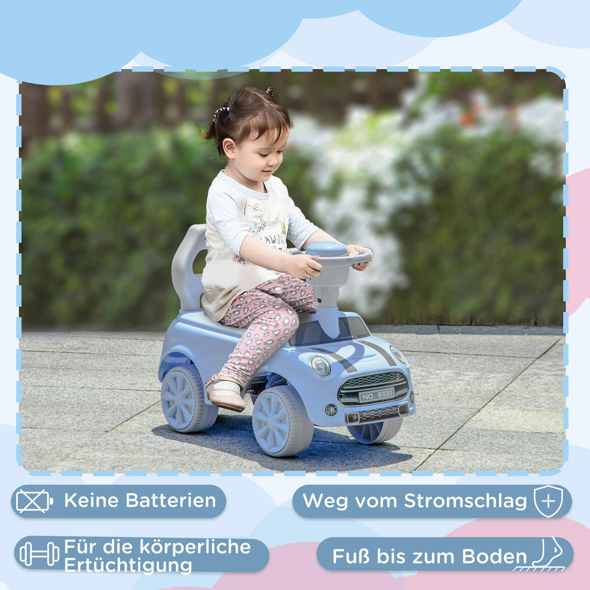 AIYAPLAY Rutschauto hellblau B/H/L: ca. 25x35x53 cm Rutschauto - hellblau (53,00/25,00/35,00cm) - AIYAPLAY