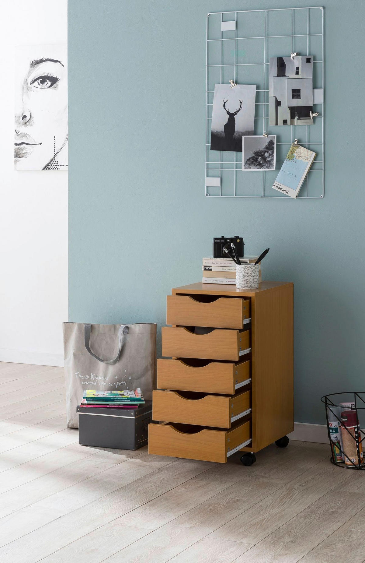 Rollcontainer braun Spanplatte B/H/T: ca. 33x64x38 cm Rollcontainer - braun (33,00/64,00/38,00cm) - Wohnling