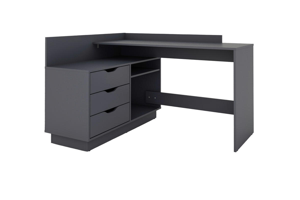 Eckschreibtisch BELFAST anthrazit B/H/T: ca. 129x83,5x105 cm BELFAST - anthrazit (129,00/83,50/105,00cm) - byLIVING