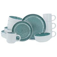 CreaTable Kombiservice Nordic Fjord eisblau Steinzeug 16 tlg. Nordic Fjord - weiß/eisblau - CreaTable
