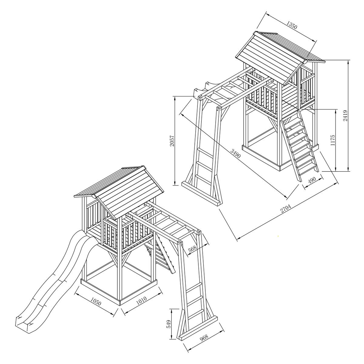 AXI Spielturm Beach Tower grau B/H/L: ca. 270x242x349 cm Beach Tower - blau/weiß (349,00/270,00/242,00cm) - AXI