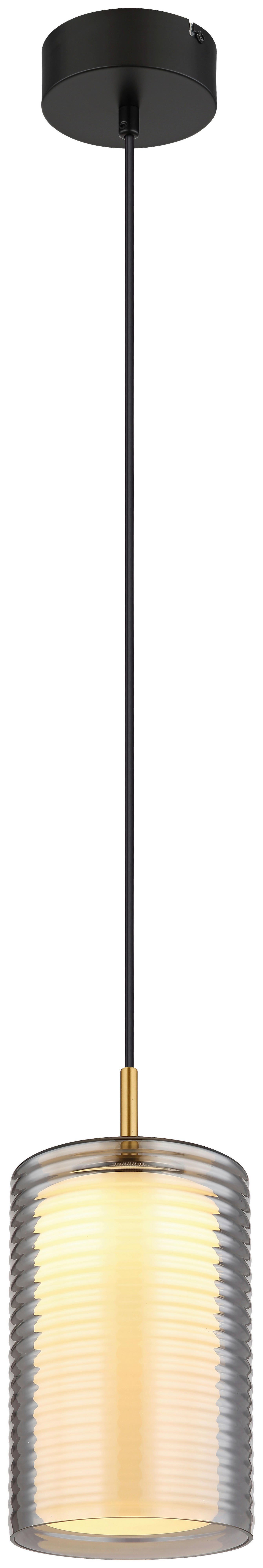 GLOBO LED-Pendelleuchte messing Rauch mattschwarz Glas Metall Aluminium H/D: ca. 150x18 cm LAMPIGNA - messing/Rauch (18,00/150,00cm) - GLOBO
