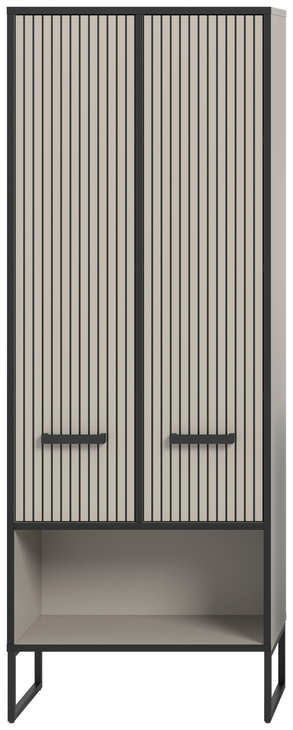 Badhochschrank BAGNO schwarz Kaschmirgrau Nachbildung B/H/T: ca. 59x159x32 cm BAGNO - schwarz (59,00/159,00/32,00cm) - xonox.home