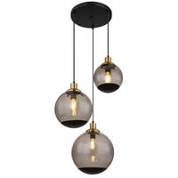 GLOBO Pendelleuchte Rauch schwarz Glas Metall H/D: ca. 120x51 cm E27 3 Brennstellen POTTER - schwarz/Rauch (51,00/120,00cm) - GLOBO