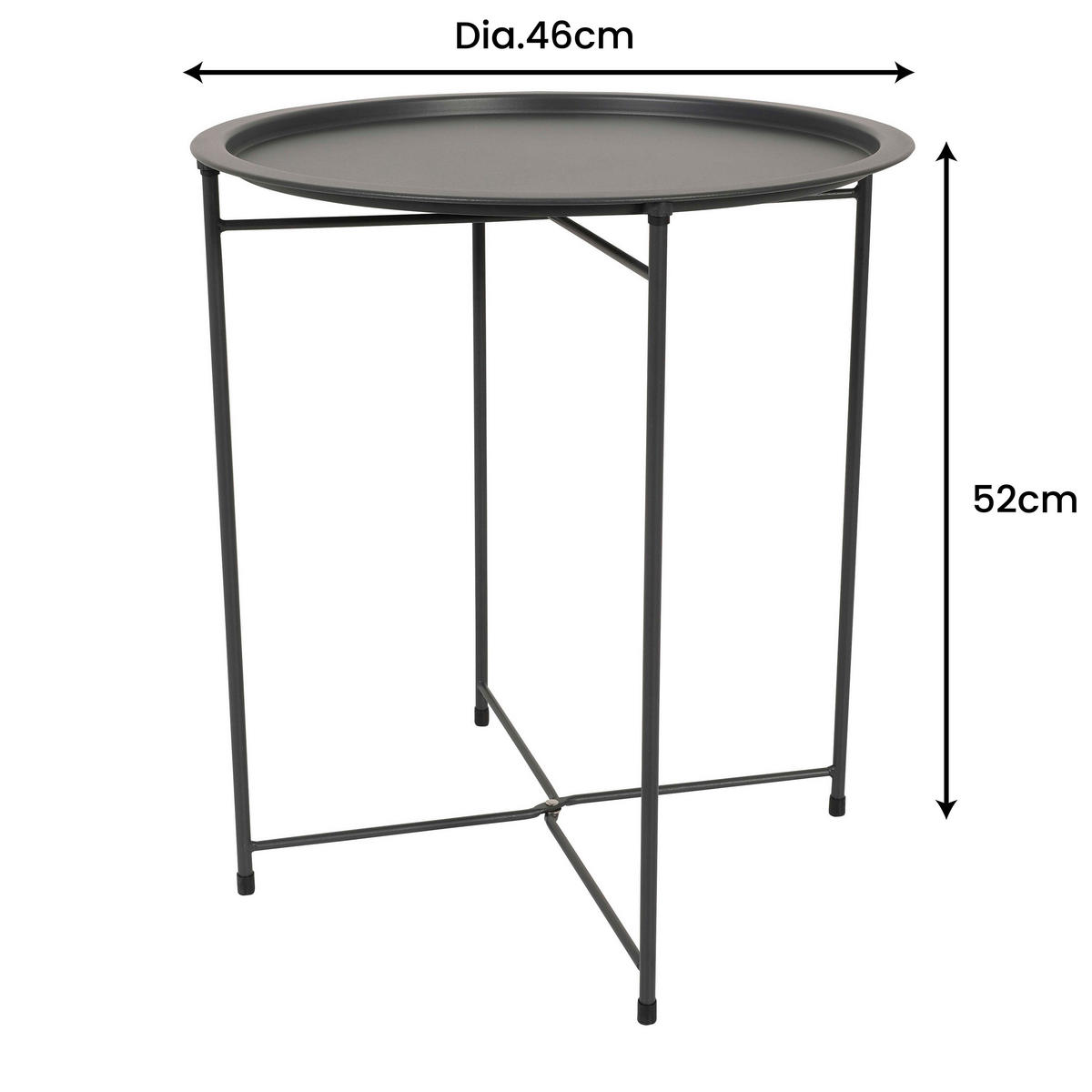 POCOline Beistelltisch anthrazit Metall H/D: ca. 52x46 cm Beistelltisch - anthrazit (46,00/52,00cm) - POCOline