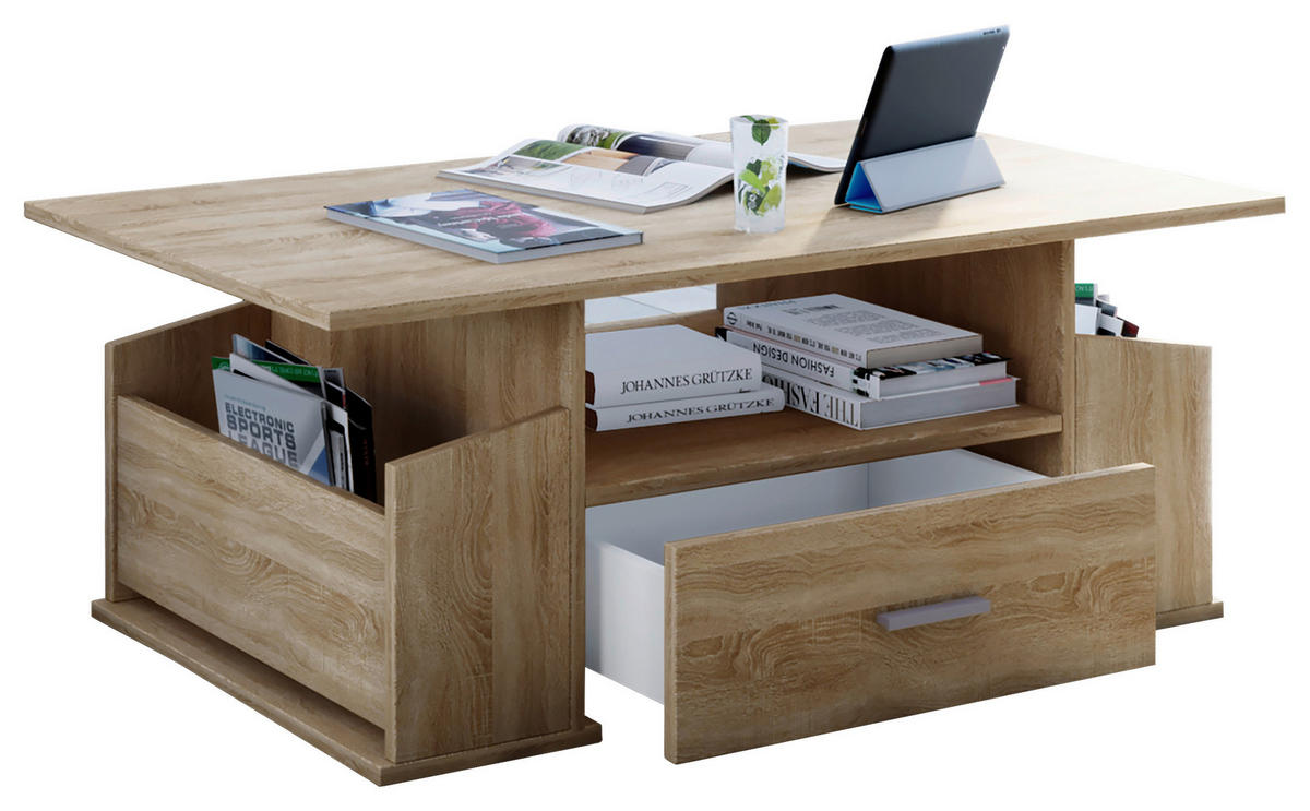 Couchtisch Junata Eiche Sonoma Nachbildung B/H/T: ca. 110x44x52 cm Junata - Eiche (110,00/44,00/52,00cm) - VCM Möbel