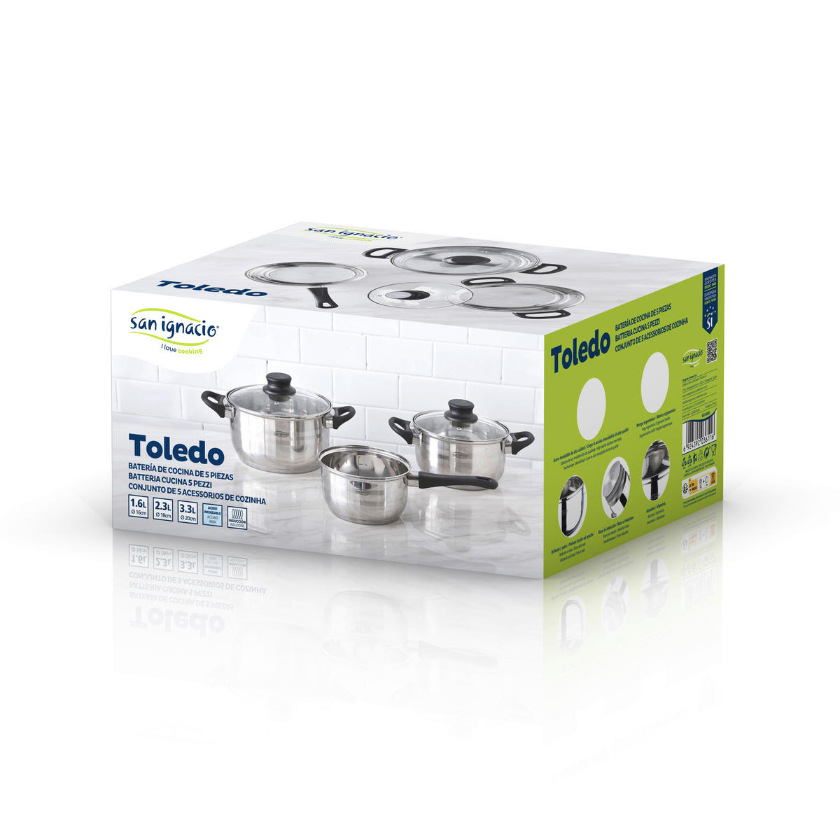 SAN IGNACIO Topfset TOLEDO silber Edelstahl 5 tlg. TOLEDO - silber - SAN IGNACIO
