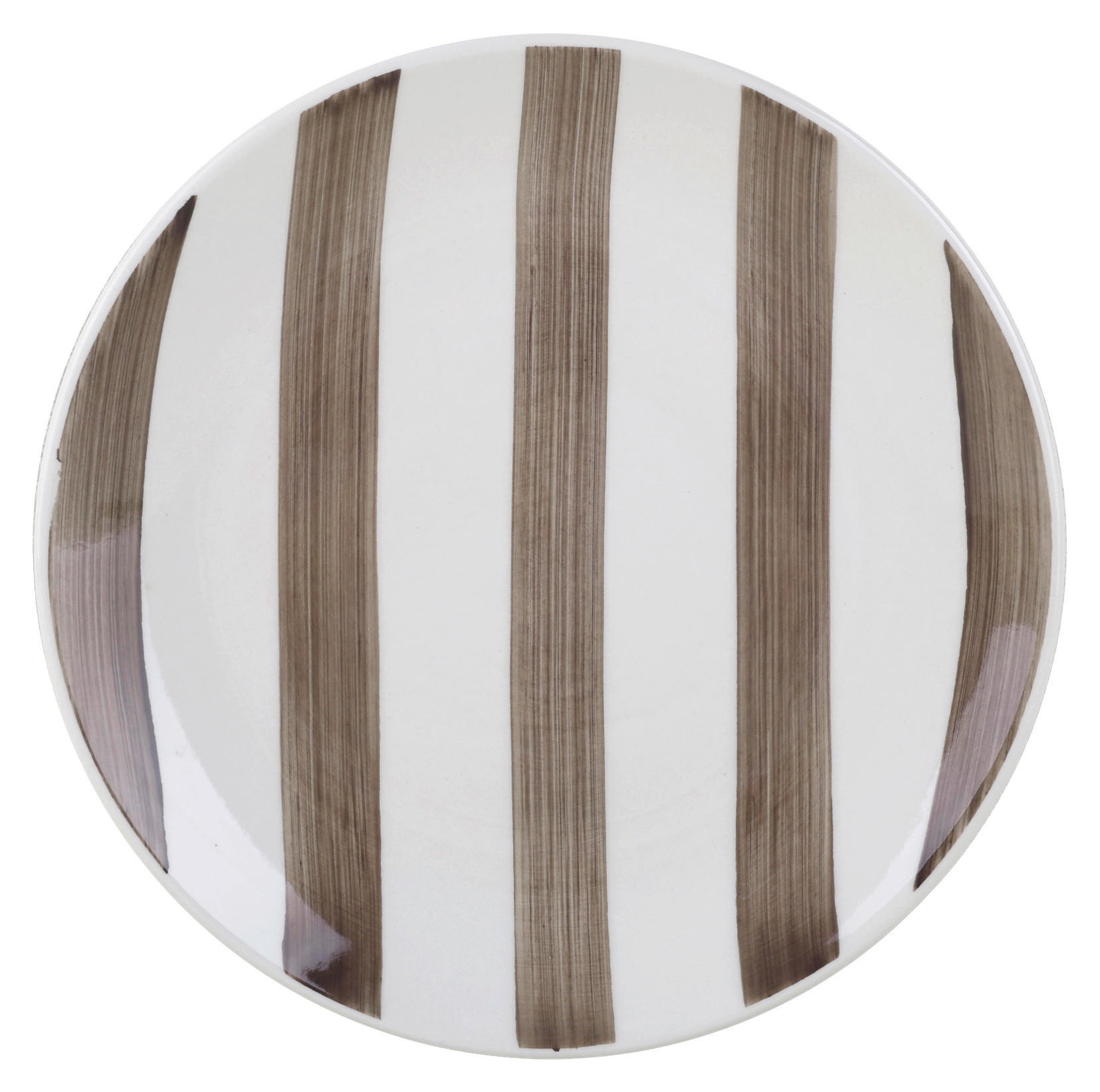Teller braun Keramik H/D: ca. 2,3x19 cm Dessertteller_Stripes braun - braun/weiß (19,00/2,30cm)