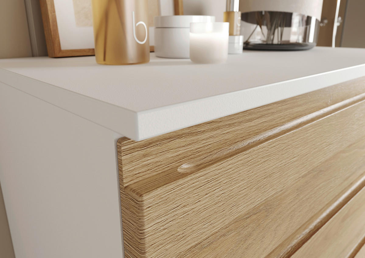 Kommode 4332-559 weiß Eiche Grand-Son Nachbildung B/H/T: ca. 60x97x34 cm 4332-559 - Eiche/weiß (60,00/97,00/34,00cm) - Germania
