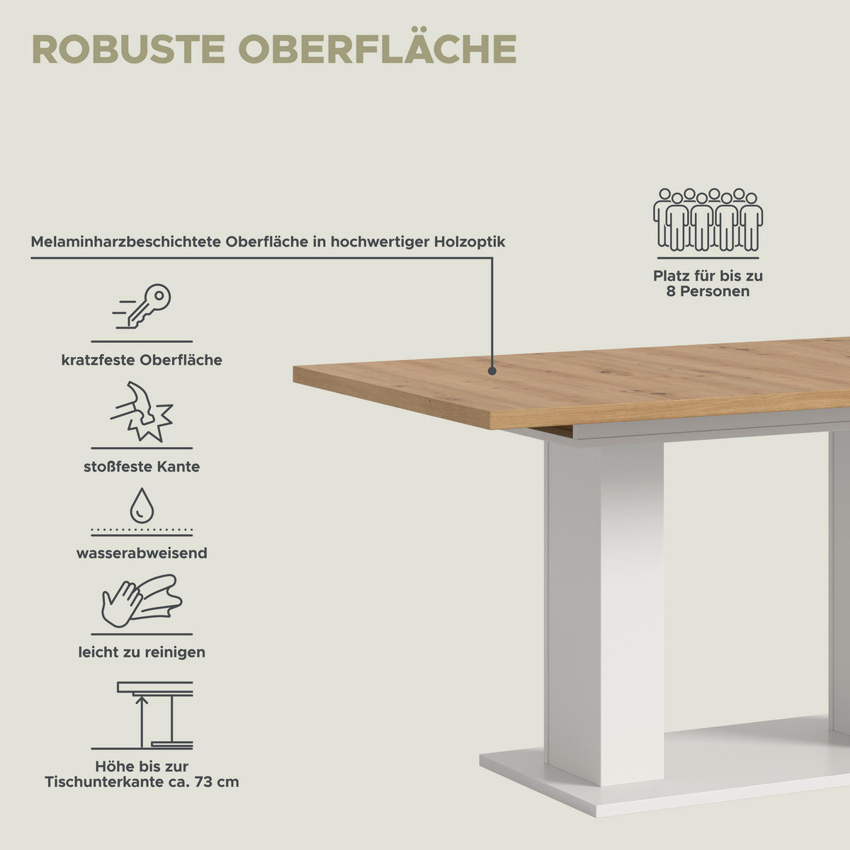 Esstisch MOTION weiß Artisan Nachbildung B/H/T: ca. 150x76x90 cm MOTION - weiß (150,00/76,00/90,00cm) - xonox.home