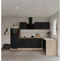 Winkelküche Capri schwarz matt B/H/T: ca. 280x200x60 cm Capri - schwarz/Oak (280,00/200,00/60,00cm) - Flex-Well