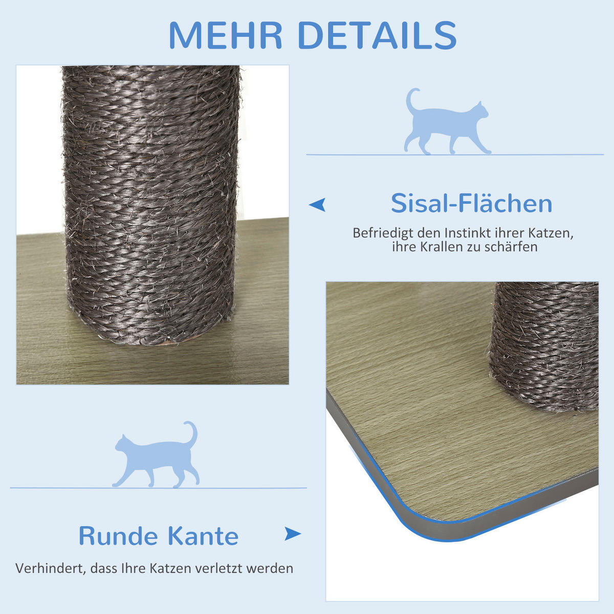 PawHut Katzenkratzbaum grau Holz B/H/L: ca. 40x120x60 cm Katzenkratzbaum - grau (60,00/40,00/120,00cm) - PawHut