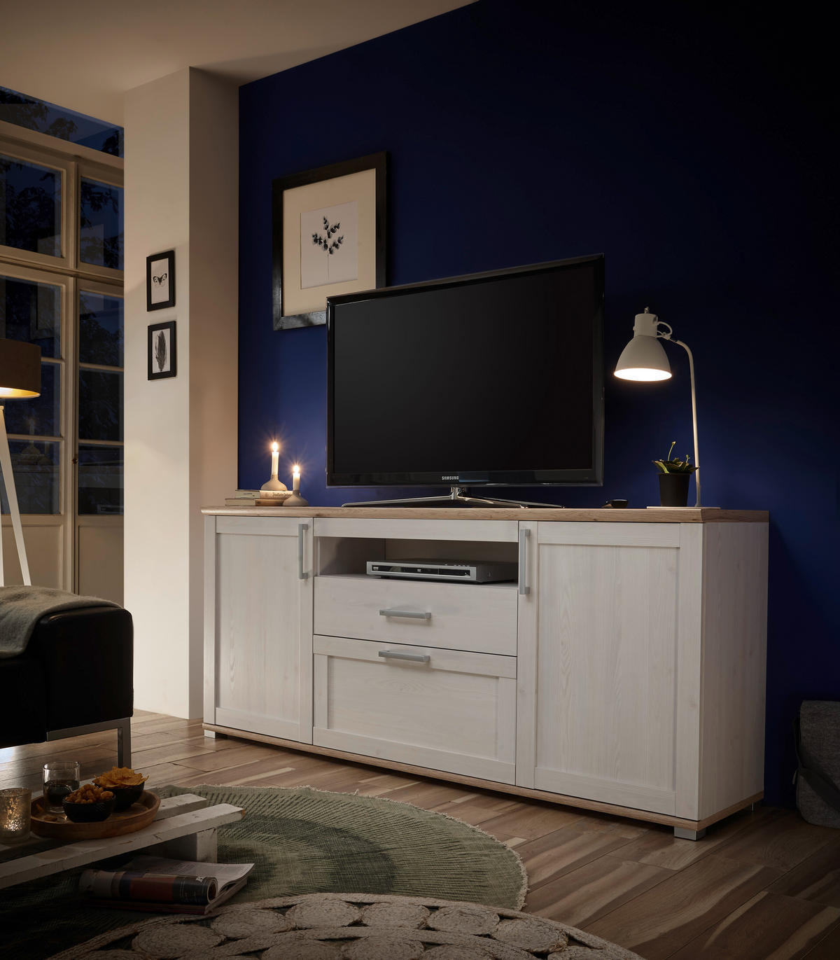 TV-Highboard Romance Sibiu Lärche Nachbildung San-Remo Nachbildung B/H/T: ca. 190x82x44 cm Romance - (190,00/82,00/44,00cm)